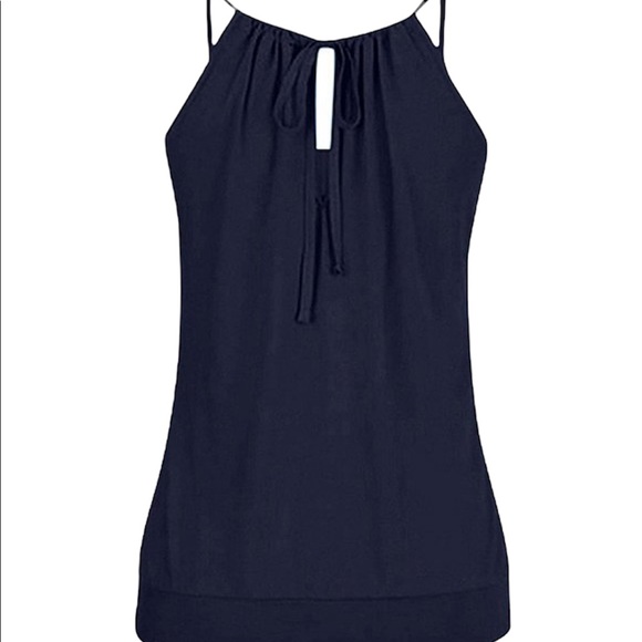 💥2/$30 Beautiful Navy Tie Back Tank Top NWT Sz Medium - Picture 2 of 4